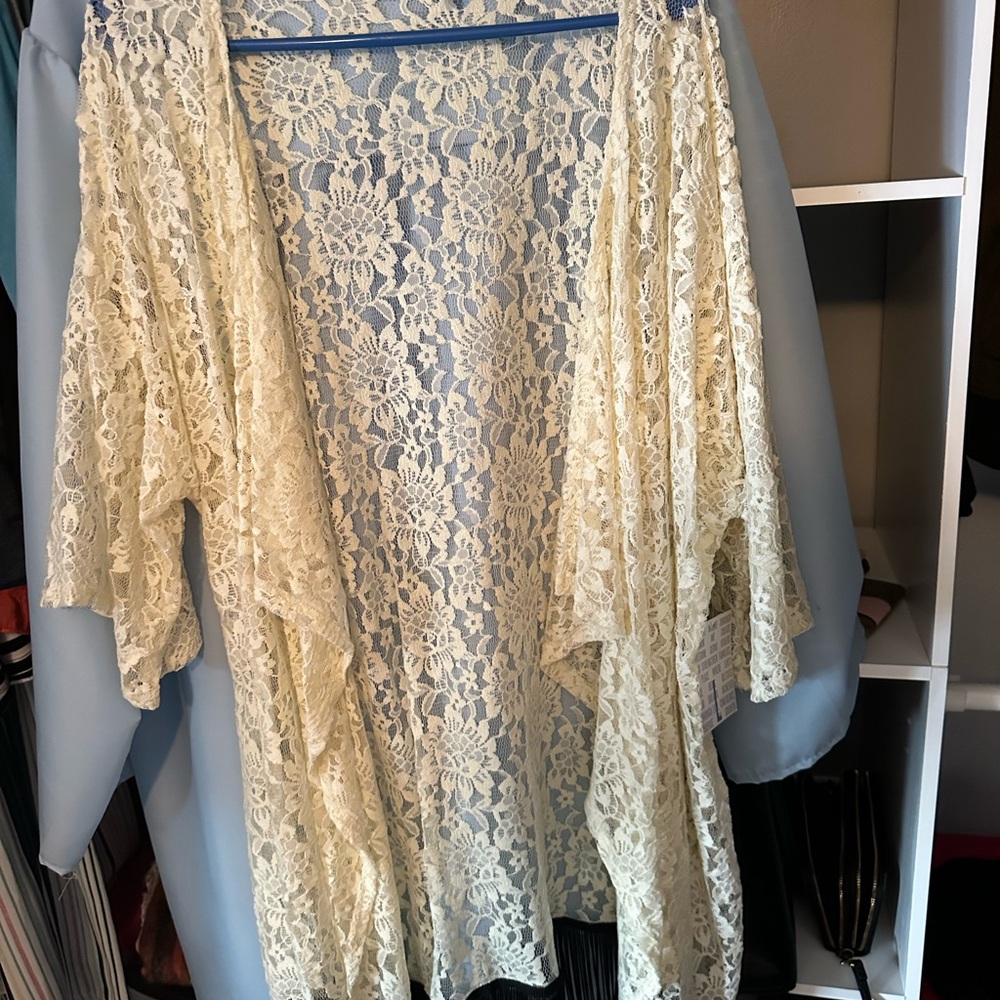 LuLaRoe Cream Lace Cardigan